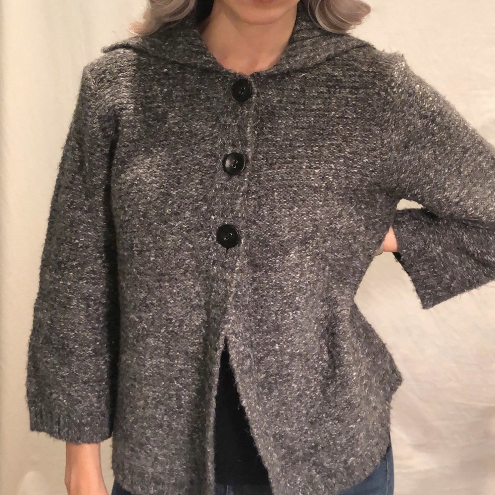Ruby Road 3 Button Gray Sweater - Size Large